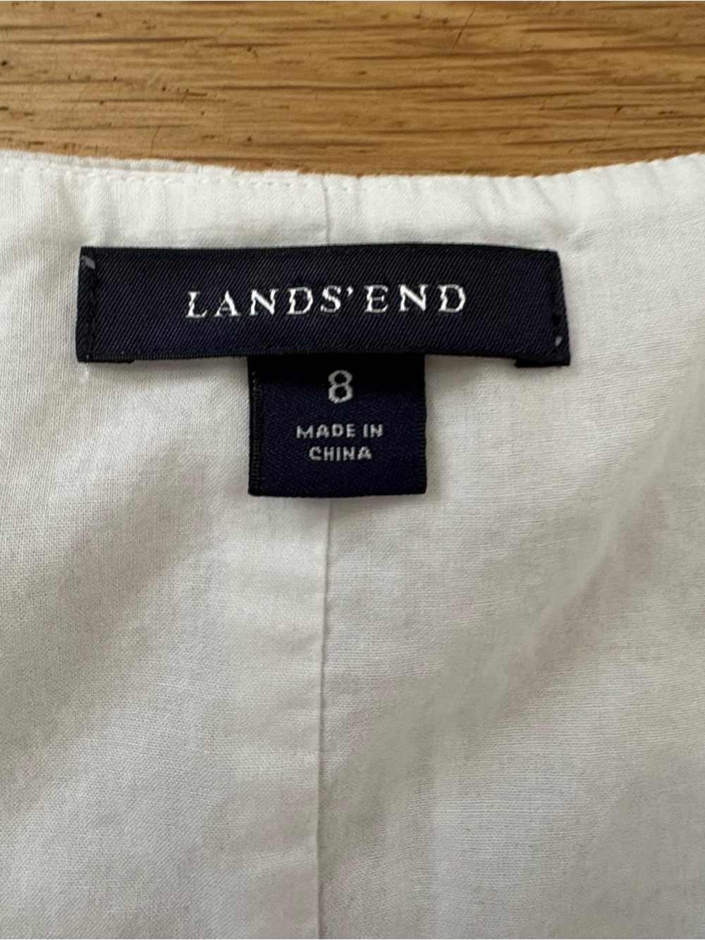 Lands' End White Pintuck Dress 100% Cotton Size 8 Pockets - Picture 2 of 8